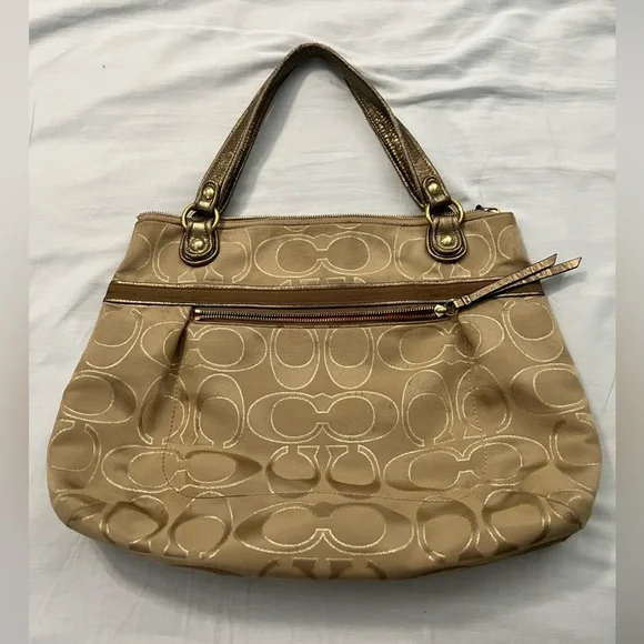 Coach Tan Signature Tote Bag - Picture 7 of 10
